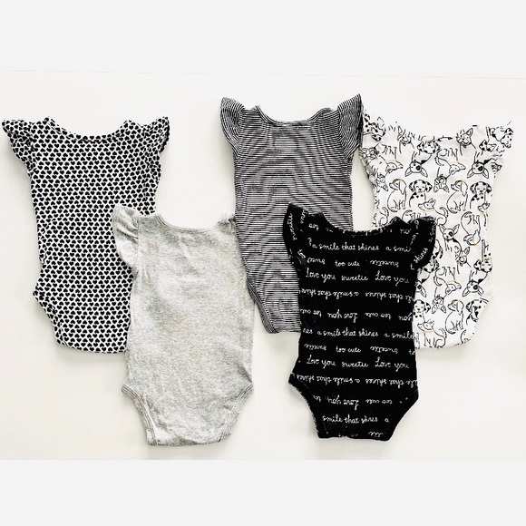 5 Pack Flutter Sleeve Baby Girl Diaper Shirts - Picture 3 of 8